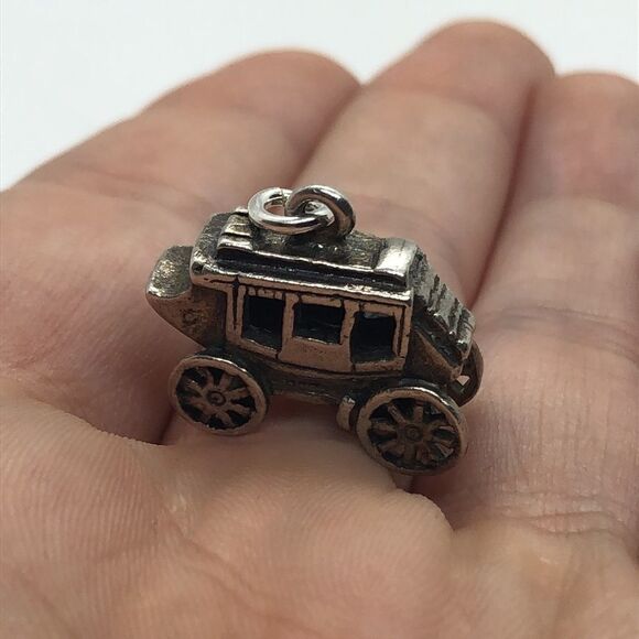 💛 925 Vintage Carriage Charm/Pendant - Picture 3 of 3